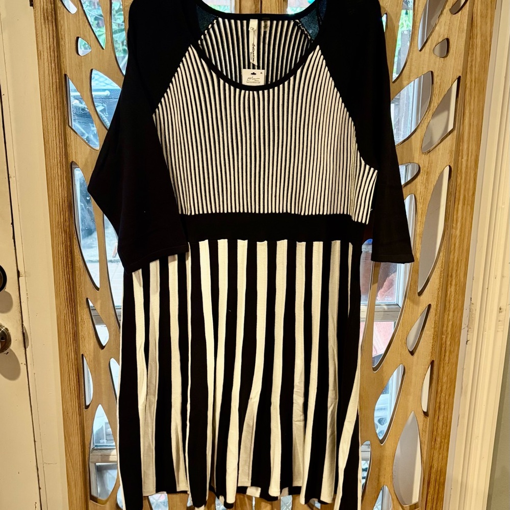 Navy and White Striped  sweater dress